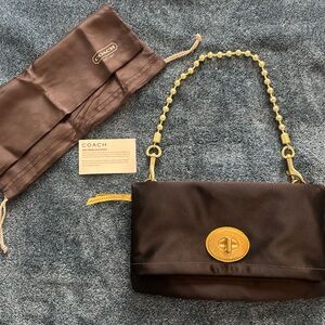 Coach Vintage Amanda Satin Fold-Over Flap Clutch Shoulder Bag Handbag 12926
